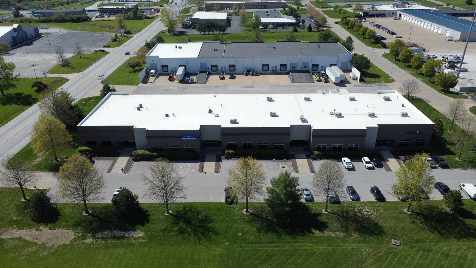 Aerial view of an industrial commercial property