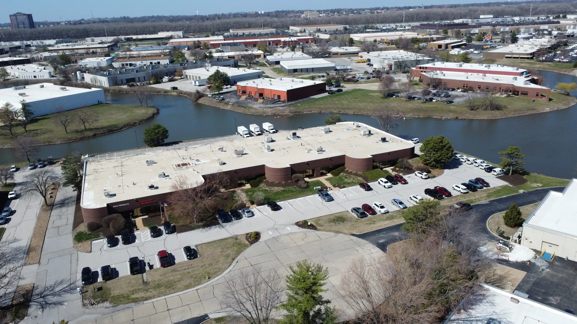 Aerial view of a multi-tenant commercial real estate property